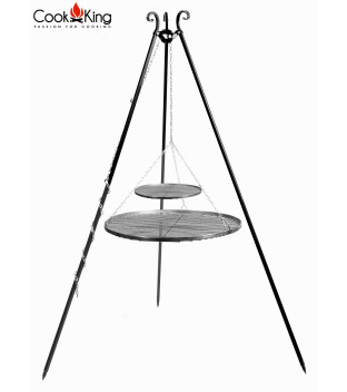 Schwenkgrill 180 cm - Doppelrost aus Rohstahl / Edelstahl 70-80 cm + 40 cm